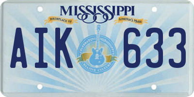 MS license plate AIK633