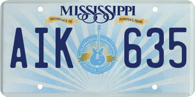 MS license plate AIK635