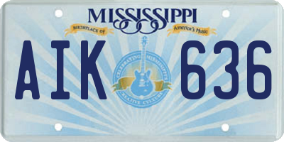 MS license plate AIK636