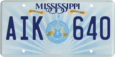 MS license plate AIK640