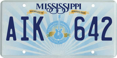 MS license plate AIK642