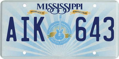 MS license plate AIK643