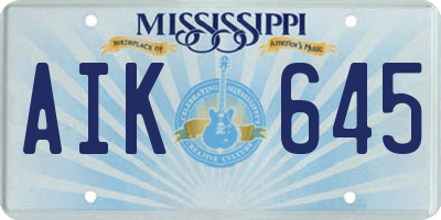 MS license plate AIK645