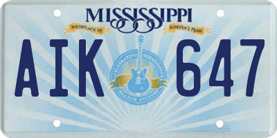 MS license plate AIK647