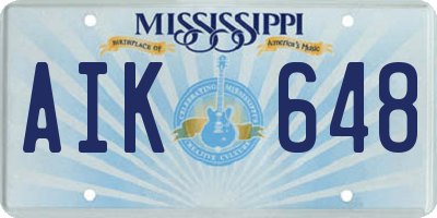 MS license plate AIK648