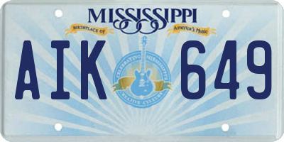 MS license plate AIK649