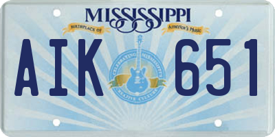 MS license plate AIK651