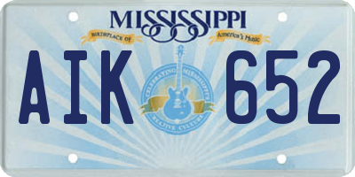 MS license plate AIK652