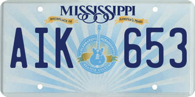 MS license plate AIK653