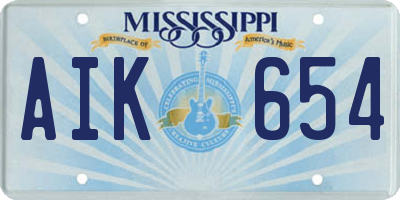MS license plate AIK654