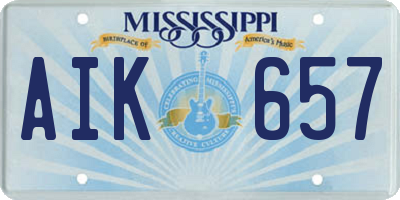 MS license plate AIK657