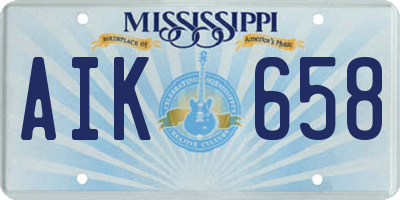 MS license plate AIK658