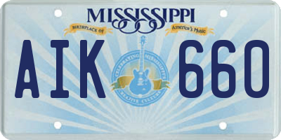 MS license plate AIK660