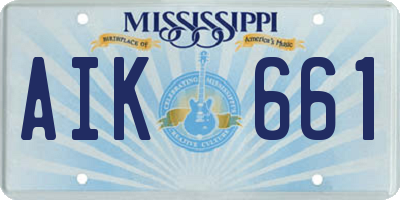 MS license plate AIK661