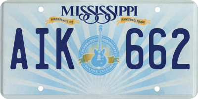 MS license plate AIK662