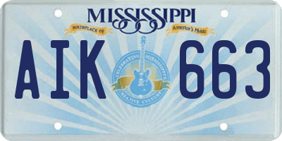 MS license plate AIK663