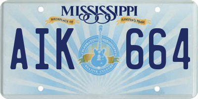 MS license plate AIK664
