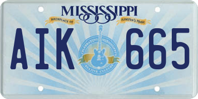 MS license plate AIK665