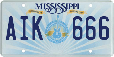 MS license plate AIK666