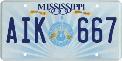 MS license plate AIK667