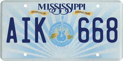 MS license plate AIK668