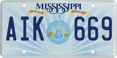 MS license plate AIK669