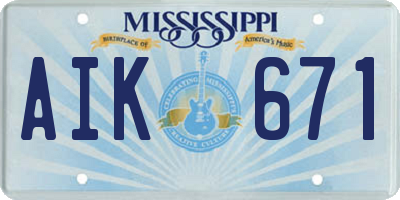 MS license plate AIK671