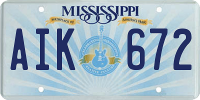 MS license plate AIK672