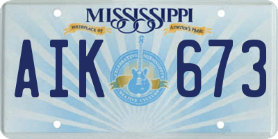 MS license plate AIK673