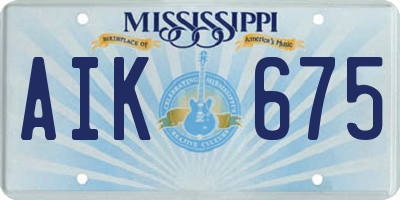MS license plate AIK675