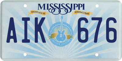 MS license plate AIK676
