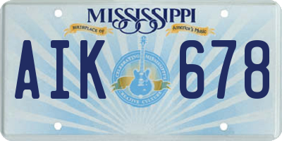 MS license plate AIK678