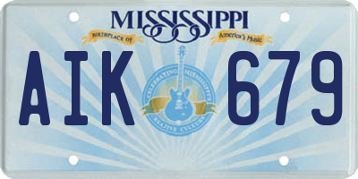 MS license plate AIK679