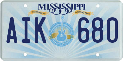 MS license plate AIK680
