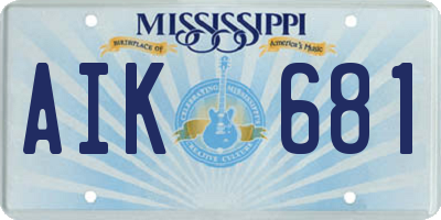MS license plate AIK681