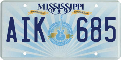 MS license plate AIK685