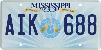 MS license plate AIK688