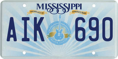 MS license plate AIK690
