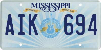 MS license plate AIK694