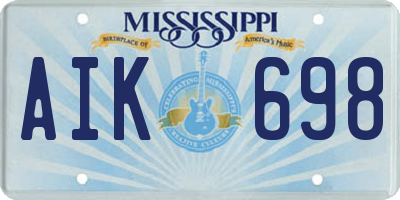 MS license plate AIK698