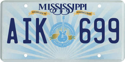 MS license plate AIK699