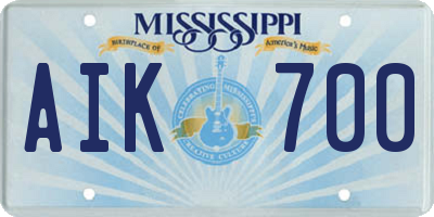 MS license plate AIK700