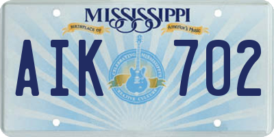 MS license plate AIK702