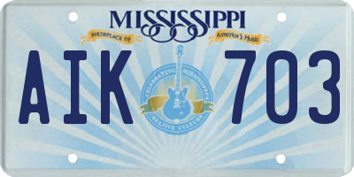 MS license plate AIK703