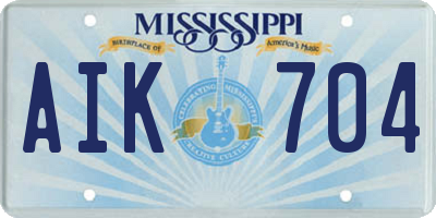 MS license plate AIK704