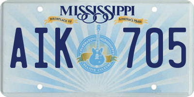 MS license plate AIK705