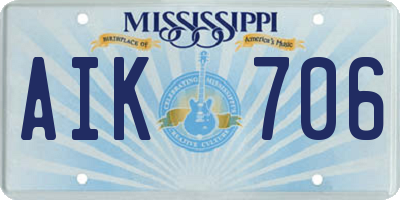 MS license plate AIK706