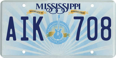 MS license plate AIK708