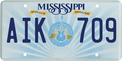 MS license plate AIK709