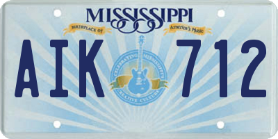 MS license plate AIK712